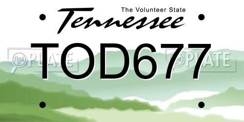 TOD677 Tennessee License Plate