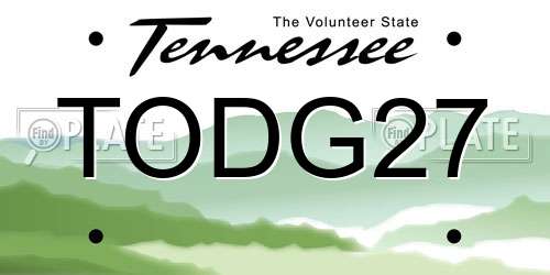 TODG27 Tennessee License Plate