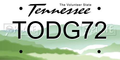 TODG72 Tennessee License Plate