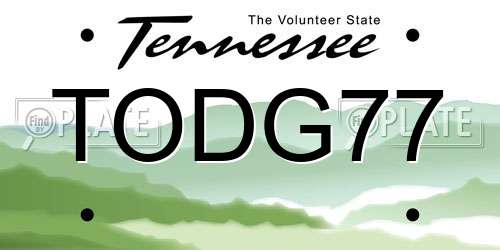 TODG77 Tennessee License Plate
