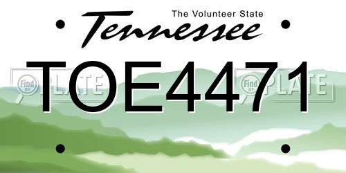 TOE4471 Tennessee License Plate