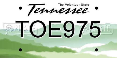 TOE975 Tennessee License Plate