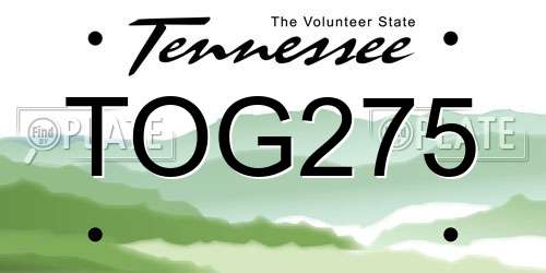 TOG275 Tennessee License Plate