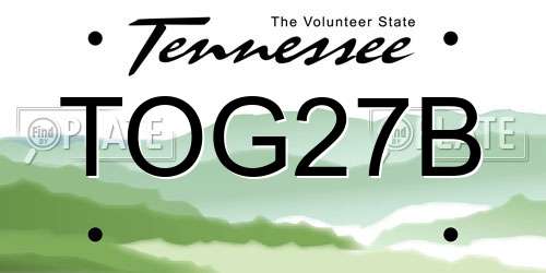 TOG27B Tennessee License Plate