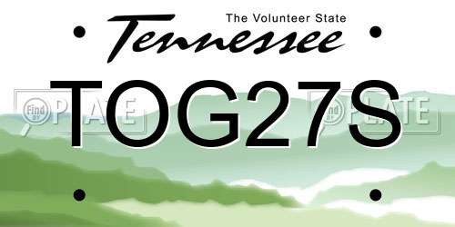 TOG27S Tennessee License Plate