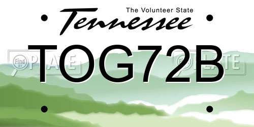 TOG72B Tennessee License Plate