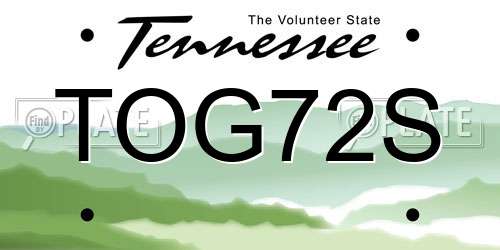 TOG72S Tennessee License Plate