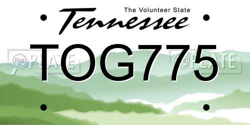TOG775 Tennessee License Plate