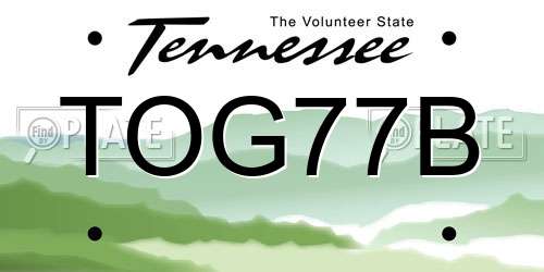 TOG77B Tennessee License Plate
