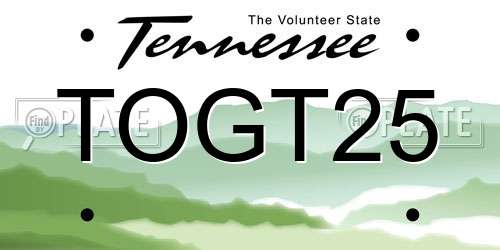 TOGT25 Tennessee License Plate