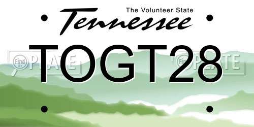 TOGT28 Tennessee License Plate