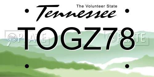 TOGZ78 Tennessee License Plate