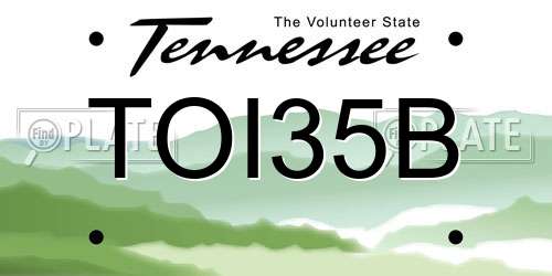 TOI35B Tennessee License Plate