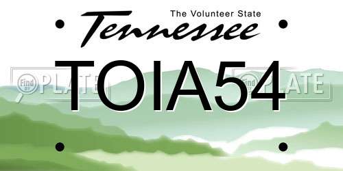 TOIA54 Tennessee License Plate