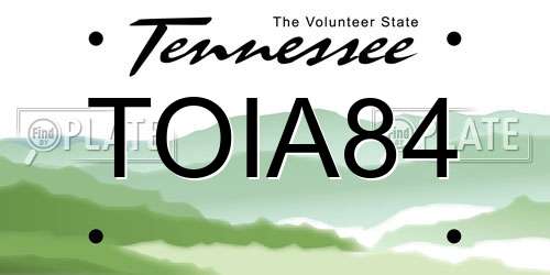 TOIA84 Tennessee License Plate