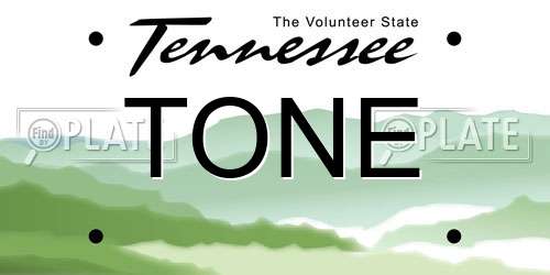 TONE Tennessee License Plate