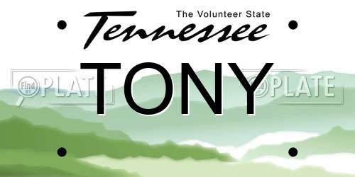TONY Tennessee License Plate