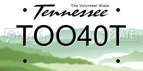 TOO40T Tennessee License Plate