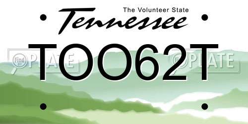 TOO62T Tennessee License Plate