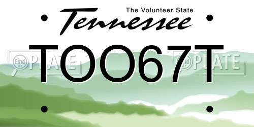 TOO67T Tennessee License Plate