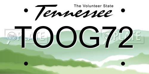 TOOG72 Tennessee License Plate