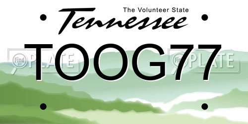 TOOG77 Tennessee License Plate