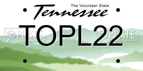 TOPL22 Tennessee License Plate
