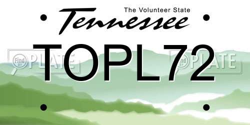 TOPL72 Tennessee License Plate