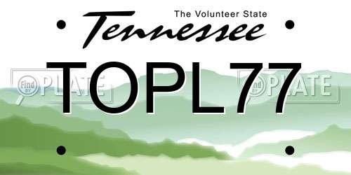 TOPL77 Tennessee License Plate