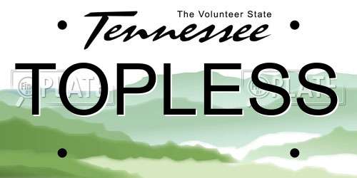 TOPLESS Tennessee License Plate