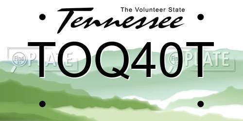 TOQ40T Tennessee License Plate