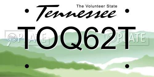 TOQ62T Tennessee License Plate