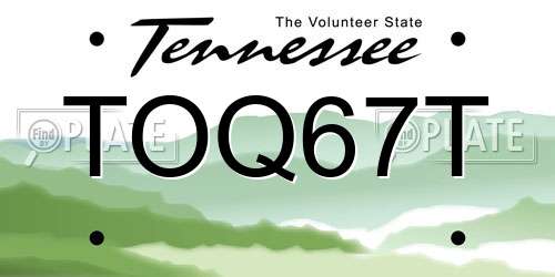 TOQ67T Tennessee License Plate