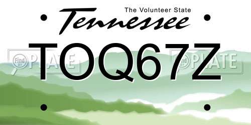 TOQ67Z Tennessee License Plate