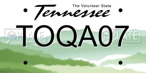 TOQA07 Tennessee License Plate