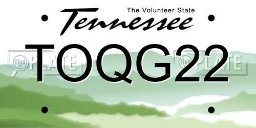 TOQG22 Tennessee License Plate