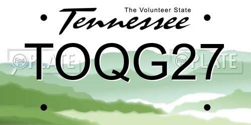 TOQG27 Tennessee License Plate