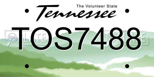 TOS7488 Tennessee License Plate