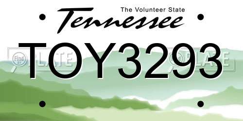 TOY3293 Tennessee License Plate