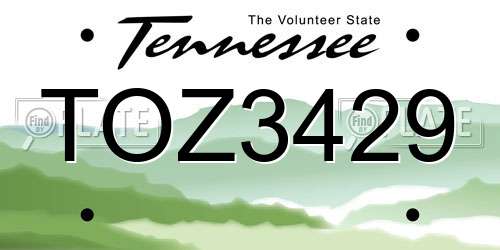 TOZ3429 Tennessee License Plate