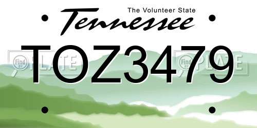 TOZ3479 Tennessee License Plate