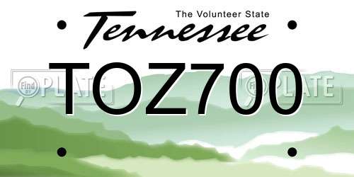 TOZ700 Tennessee License Plate