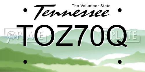TOZ70Q Tennessee License Plate