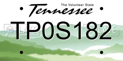 TP0S182 Tennessee License Plate