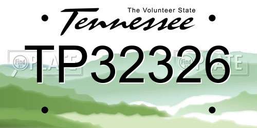 TP32326 Tennessee License Plate