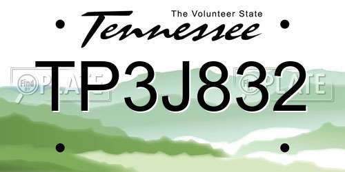 TP3J832 Tennessee License Plate
