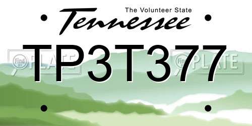 TP3T377 Tennessee License Plate