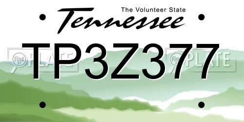 TP3Z377 Tennessee License Plate