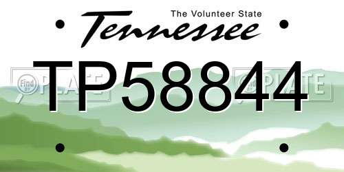 TP58844 Tennessee License Plate