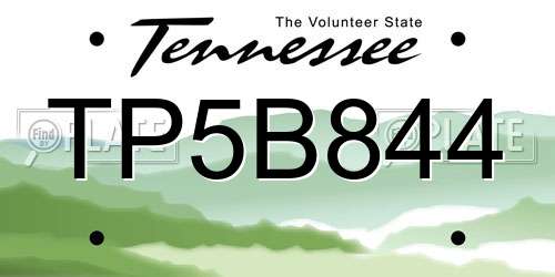 TP5B844 Tennessee License Plate